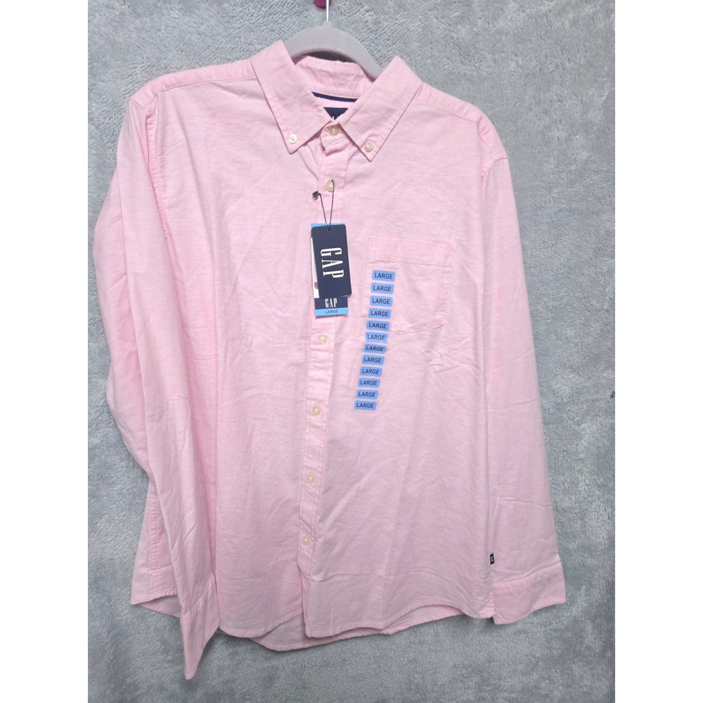 Gap Mens Large Pink Oxford Stretch Button Down Long Sleeve Shirt NWT